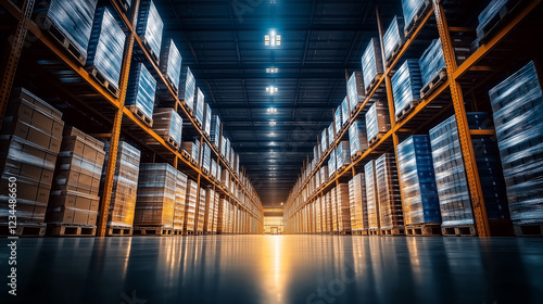 Driving Supply Chain Efficiency with AI-Based Warehouse Automation, Inventory Forecasting, and Seamless Order Processing. Generative Ai photo