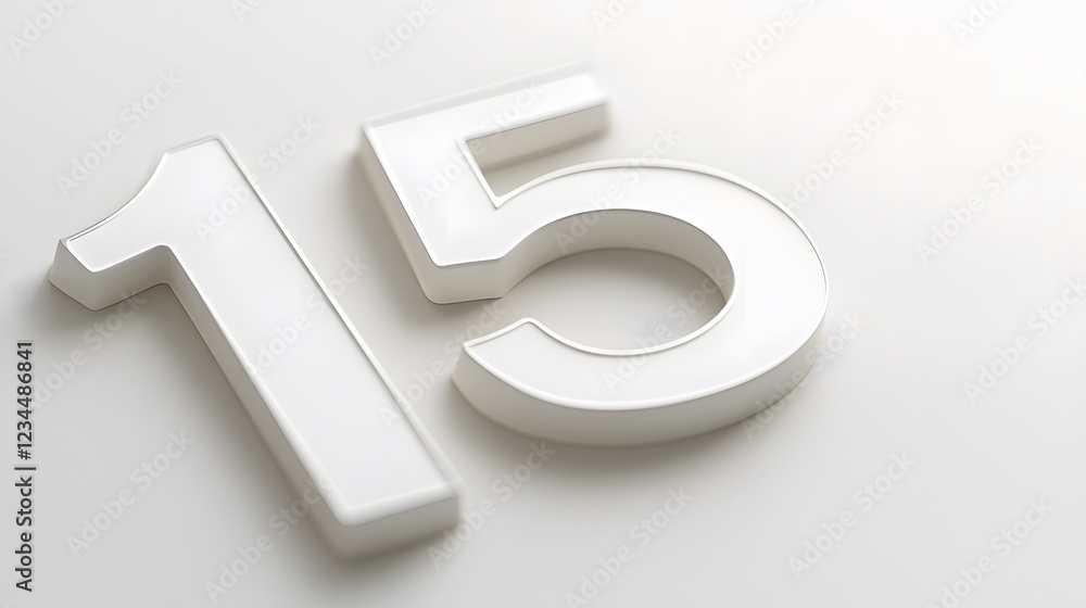 15. A pristine white background with the number 15, large and in bold 15. A pristine white background with the number 15, large and in bold