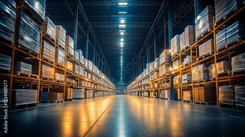 Improving Warehouse Performance with Intelligent Inventory Solutions, Digital Logistics, and Optimized Order Fulfillment. Generative Ai photo