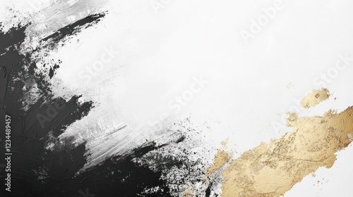 Wallpaper Mural Abstract black, gold, white paint strokes on canvas, modern art background, design element Torontodigital.ca