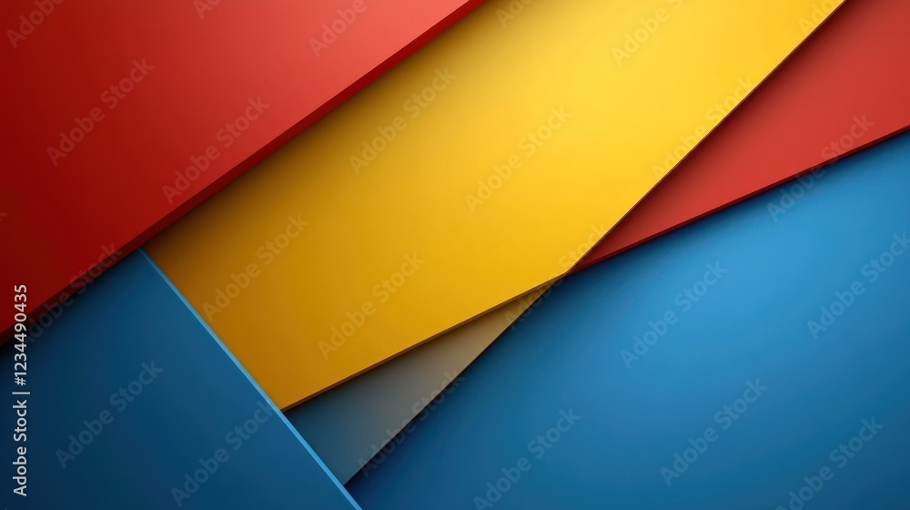 Abstract geometric design; red, yellow, blue layers; overlapping shapes; website background Abstract geometric design; red, yellow, blue layers; overlapping shapes; website background