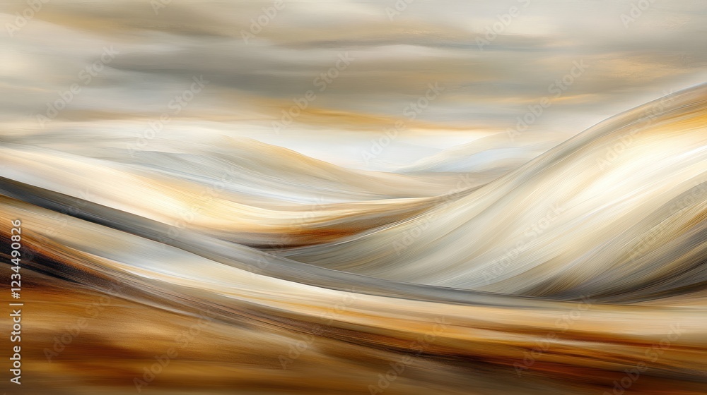 Abstract swirling landscape, beige tones, cloudy sky, home decor Abstract swirling landscape, beige tones, cloudy sky, home decor