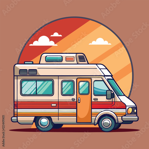  RV Camping Car Illustration Vector