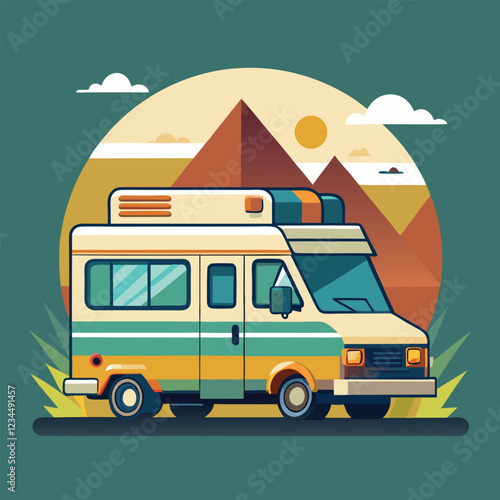  RV Camping Car Illustration Vector