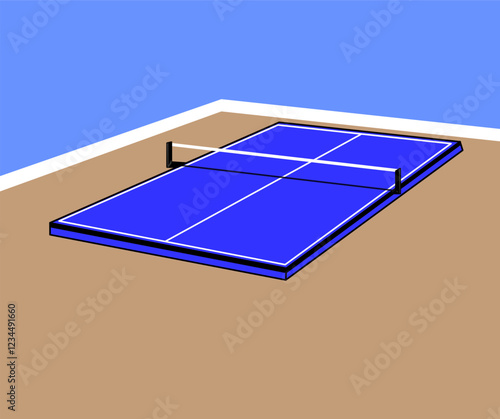 Flat Design of a Table Tennis Table Inside a Room