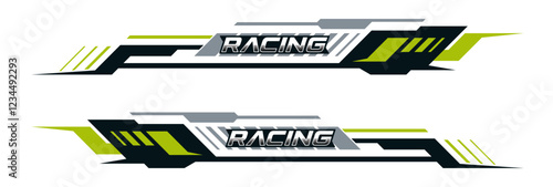 Graphic sticker design for car side body. sports geometric stripes design for car wrap. racing sticker for tuning.