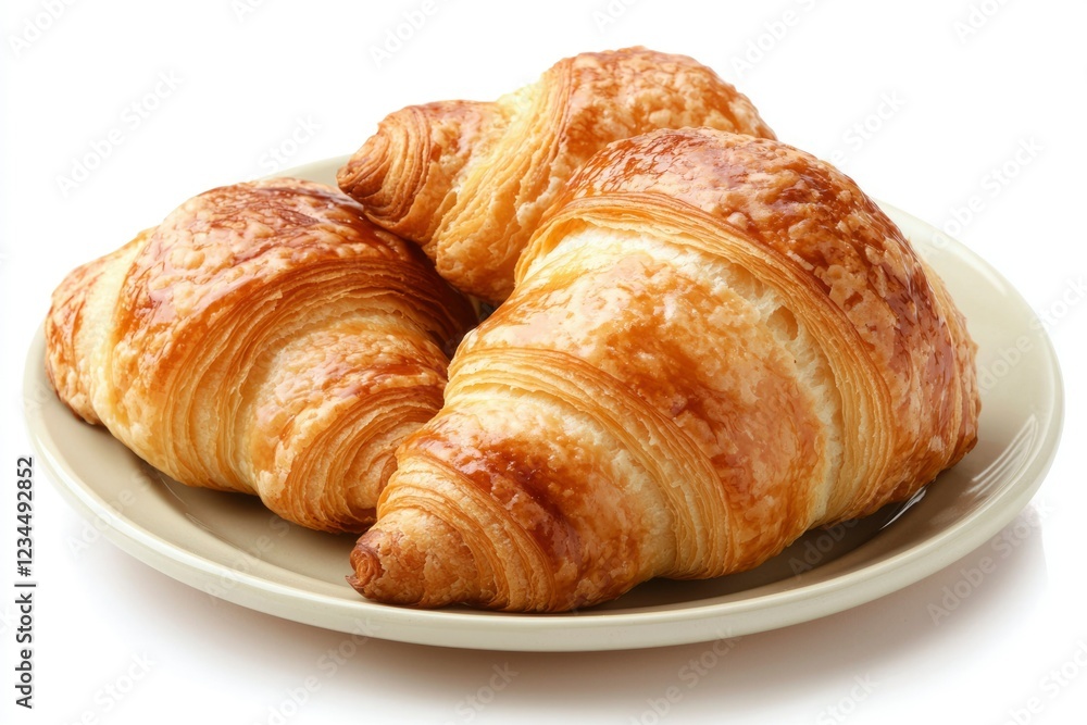 Golden Brown Croissants on a Plate A Delightful Treat Golden Brown Croissants on a Plate A Delightful Treat