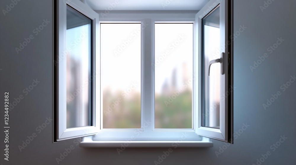 Open Window with Cityscape View: A Breath of Fresh Air Open Window with Cityscape View: A Breath of Fresh Air