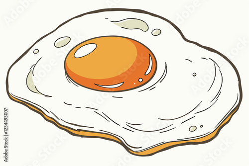 Sunny-side up egg, vibrant orange yolk, crispy edges, white background, macro photography, high contrast, glossy texture, food photography, appetizing, realistic detail, soft lighting, culinary art