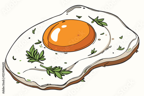 Sunny-side up egg, vibrant orange yolk, crispy edges, white background, macro photography, high contrast, glossy texture, food photography, appetizing, realistic detail, soft lighting, culinary art