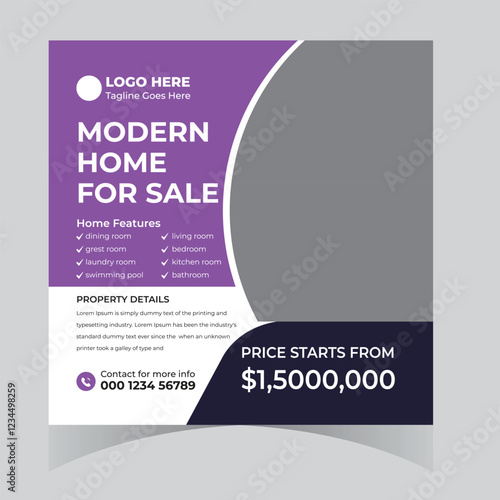 Real estate home house rent buy sale social media post design web template square flyer banner poster 