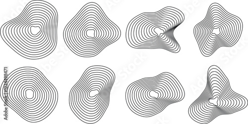 Abstract contour shapes. Natural texture lines. Vector outline illustration bundle.