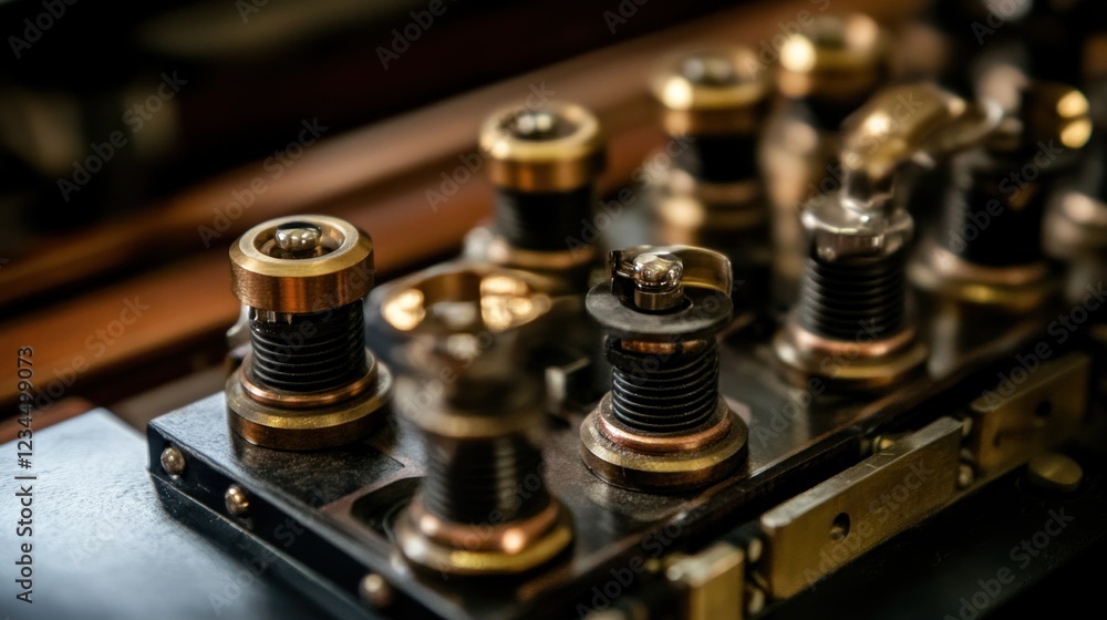 Antique brass components workshop close-up Antique brass components workshop close-up