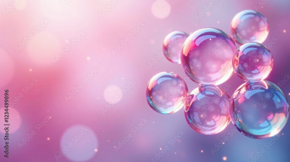 Abstract Pink and Purple Spheres Floating in a Soft Light Background, Ideal for Cosmetic or Wellness Branding Design Abstract Pink and Purple Spheres Floating in a Soft Light Background, Ideal for Cosmetic or Wellness Branding Design