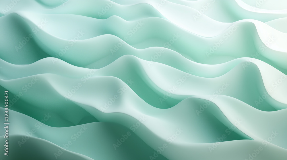 Obraz premium Abstract wave patterns in soft mint green tones