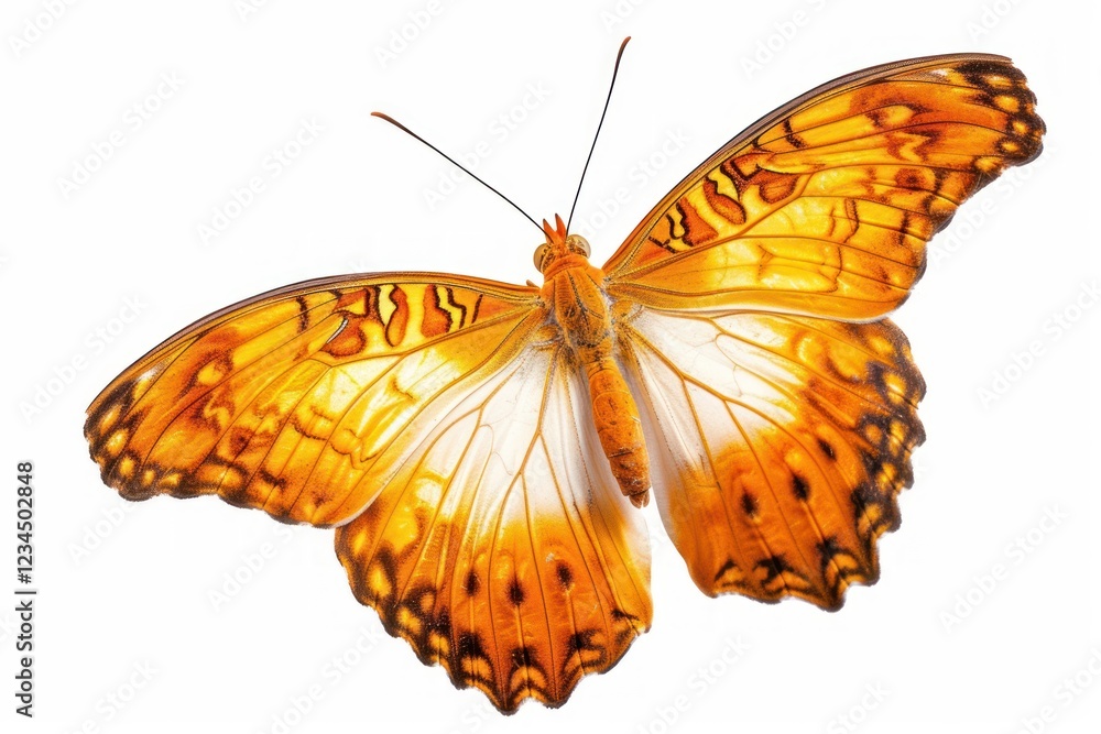 Fototapeta premium Orange butterfly animal insect white background.