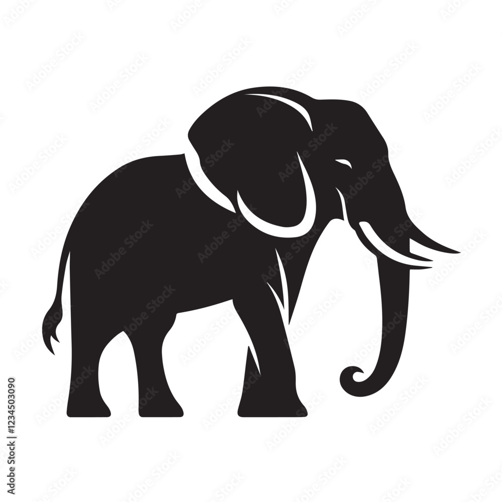 Fototapeta premium Black and White Elephant Silhouette Design