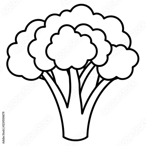 Broccolini in One Stroke Vector Art Illustration