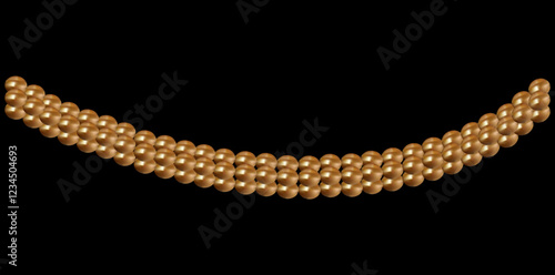 Multilayer Pearl Necklace On Black Background, Vintage Jewelry Beads Garland Vector Illustration.	