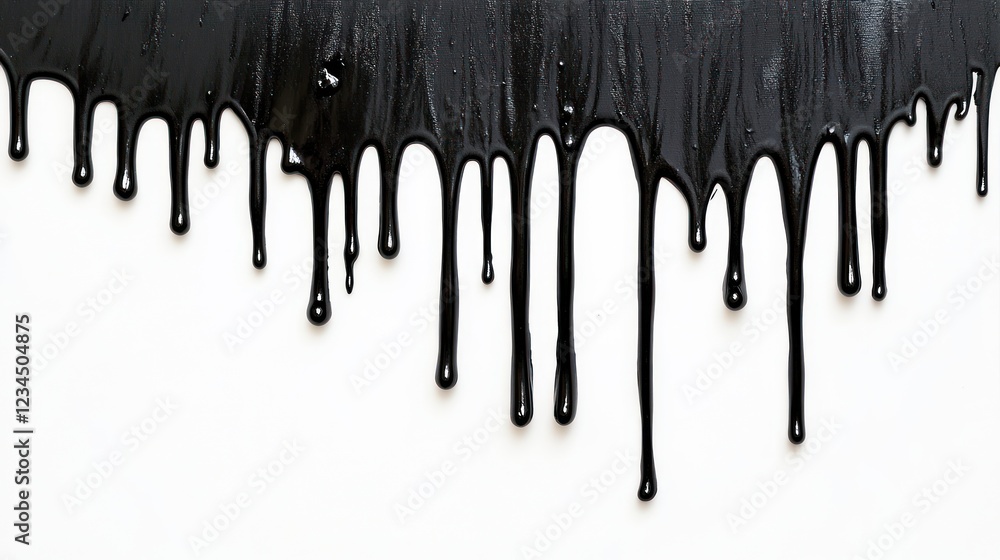 Black paint dripping on white background. Black paint dripping on white background.