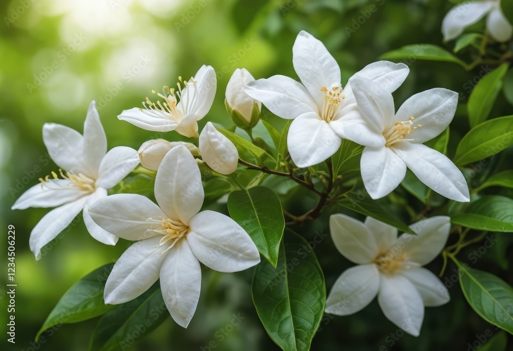 Radiant White Blossoms: A Close-Up of Delicate Spring Flowers in Soft Sunlight Radiant White Blossoms: A Close-Up of Delicate Spring Flowers in Soft Sunlight
