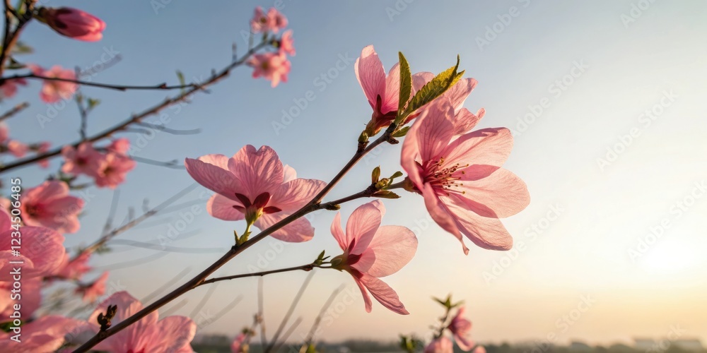 delicate pink petals unfolding in the morning light, pink flowers blooming, gentle movement, misty atmosphere delicate pink petals unfolding in the morning light, pink flowers blooming, gentle movement, misty atmosphere