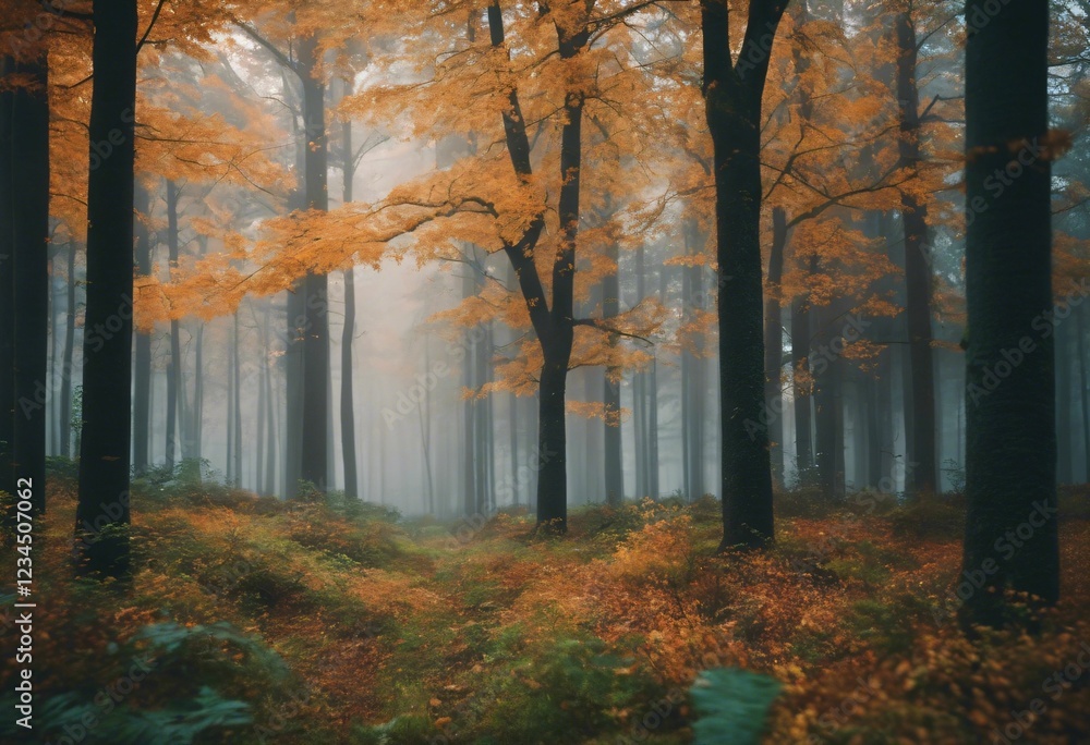 Obraz premium Serene Autumn Forest with Mist