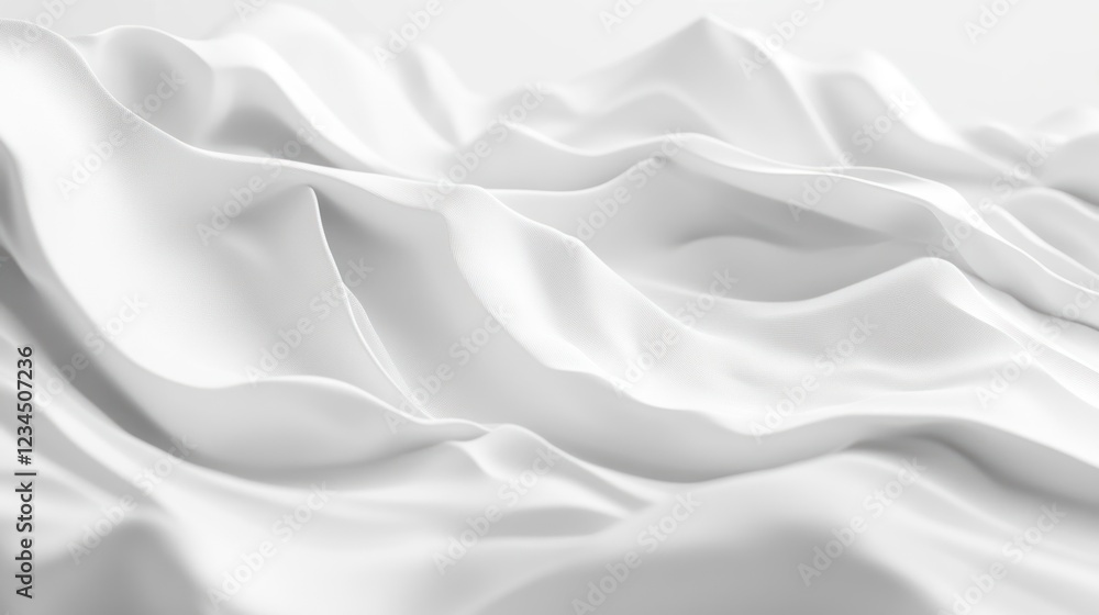 Obraz premium White fabric waves, flowing texture, studio background, design element