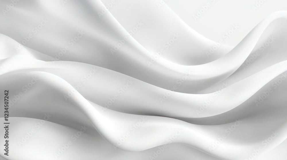 White fabric waves, flowing, studio, background blur, design White fabric waves, flowing, studio, background blur, design