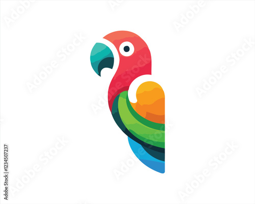 colorful parrot bird logo design template