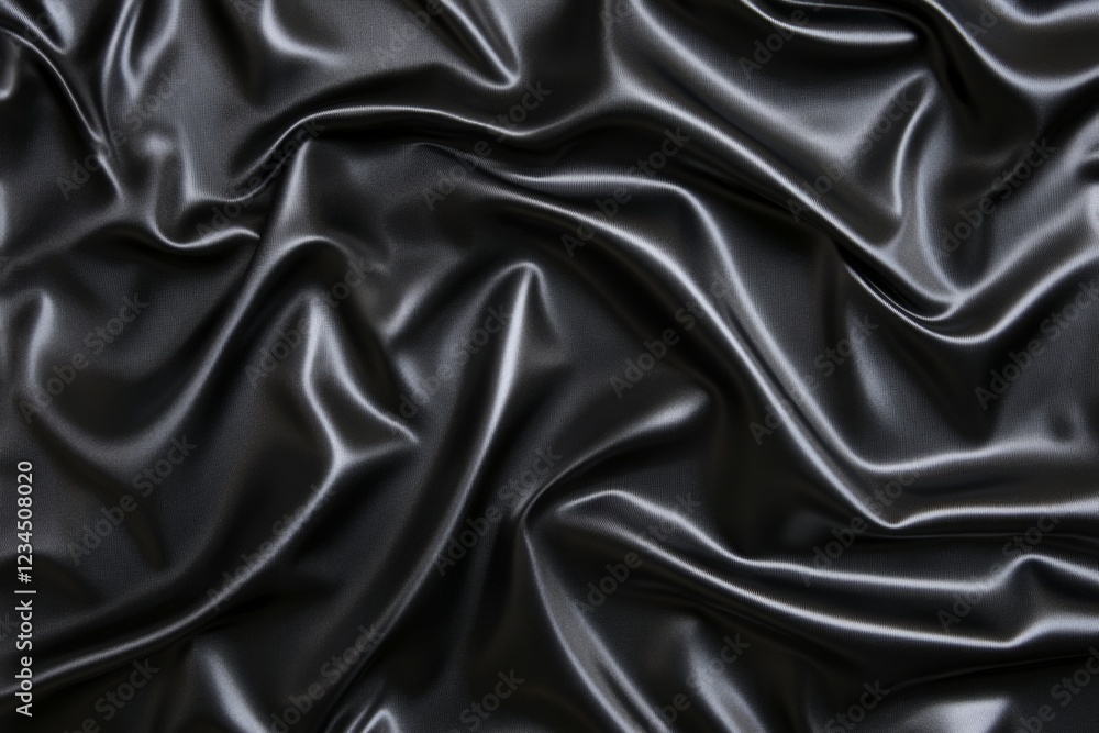Luxurious Black Satin Fabric with Elegant Flowing Texture Luxurious Black Satin Fabric with Elegant Flowing Texture