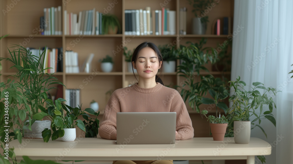 A tranquil workspace promoting inner calm and professional focus A tranquil workspace promoting inner calm and professional focus