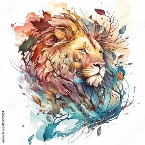 Lion Portrait Animal Painting Wildlife Outdoors Adventure photo