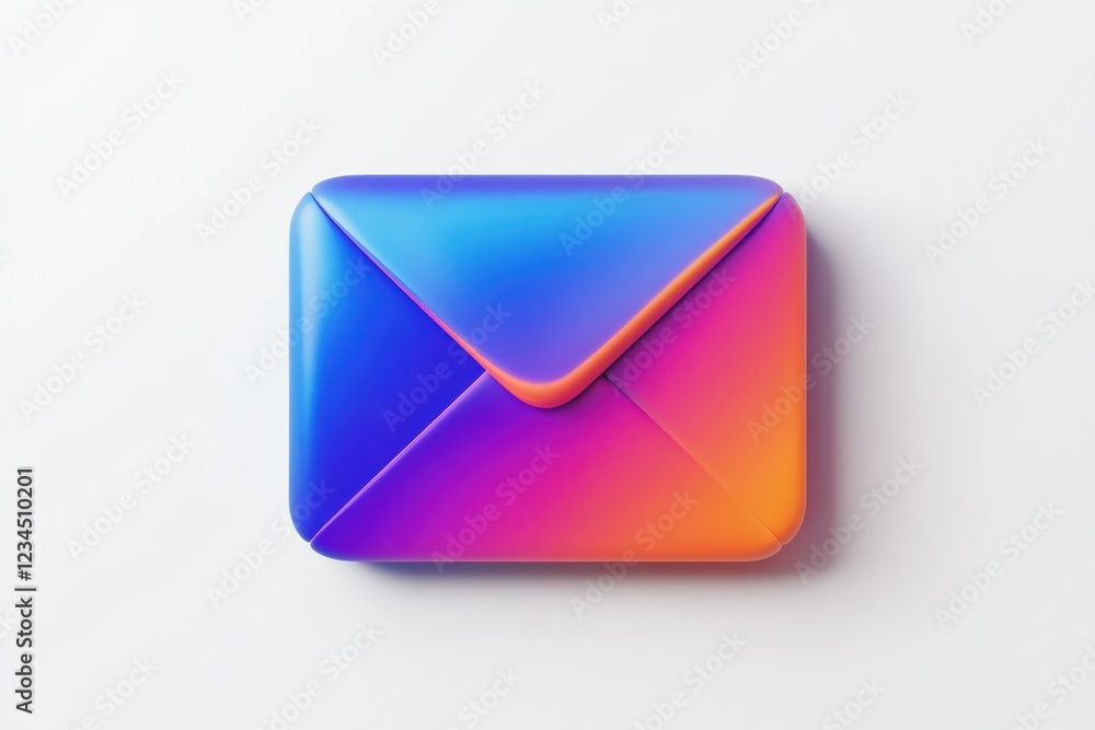 Gradient email icon, white background, digital communication concept Gradient email icon, white background, digital communication concept