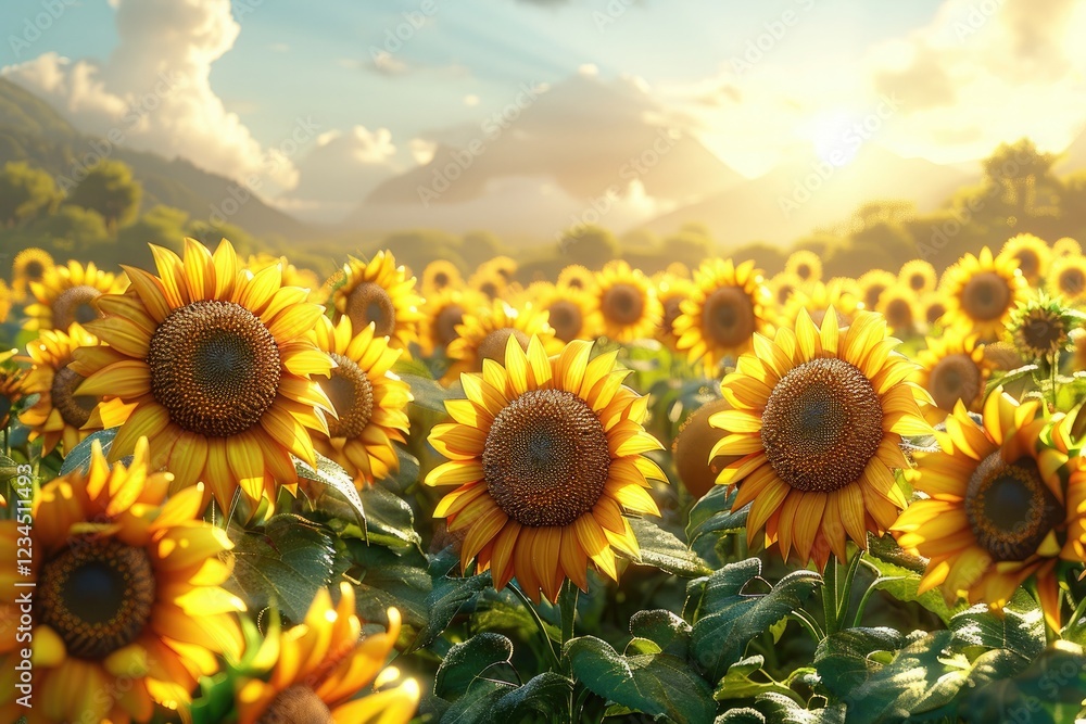 Fototapeta premium a breathtaking scene during golden hour, with warm light casting a magical glow on a serene landscape