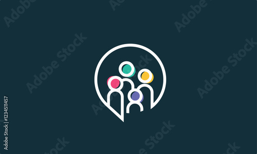 Diversity Chat design logo, people talking family together human unity chat bubble logo vector icon