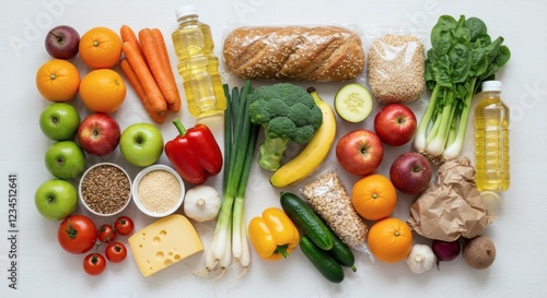 Fresh Grocery Delivery Healthy Food Flatlay Photo photo