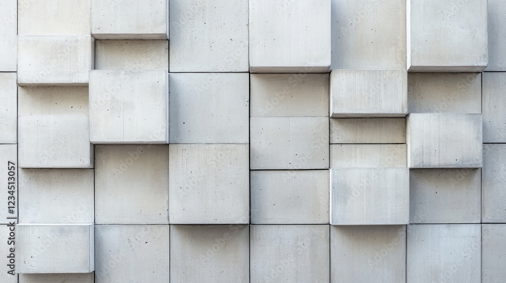 Abstract Pattern of Geometric Concrete Blocks in Various Sizes Creating a Textured Wall Surface for Modern Architectural Designs. Wall background. Abstract Pattern of Geometric Concrete Blocks in Various Sizes Creating a Textured Wall Surface for Modern Architectural Designs. Wall background.