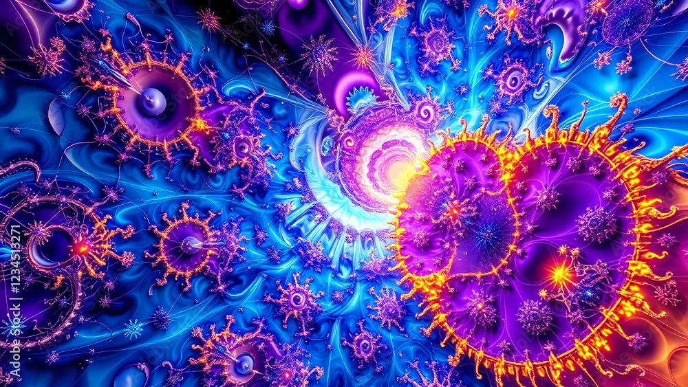 Cosmic Fractal Odyssey - Vibrant Planetary Scene Cosmic Fractal Odyssey - Vibrant Planetary Scene