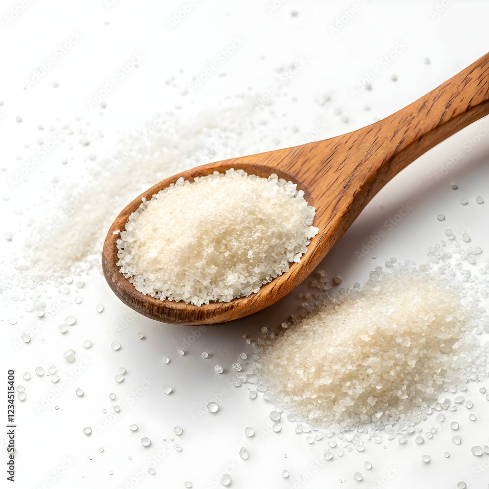 natural sugar in a wooden spoon isolated on white background, perfect for culinary use and organic recipe natural sugar in a wooden spoon isolated on white background, perfect for culinary use and organic recipe