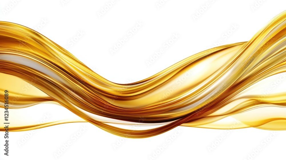 Golden liquid flowing, wave, abstract, white background, cosmetic ad Golden liquid flowing, wave, abstract, white background, cosmetic ad