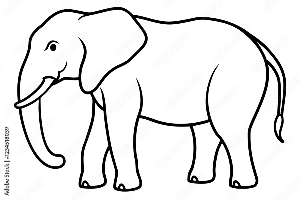 Elegant Elephant One-Line Drawing Vector Elegant Elephant One-Line Drawing Vector