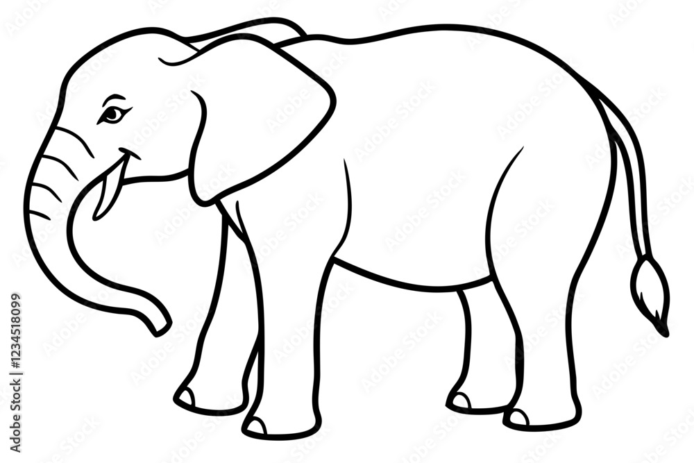 Elegant Elephant One-Line Drawing Vector Elegant Elephant One-Line Drawing Vector