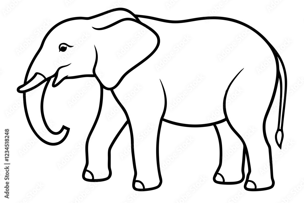 Elegant Elephant One-Line Drawing Vector Elegant Elephant One-Line Drawing Vector