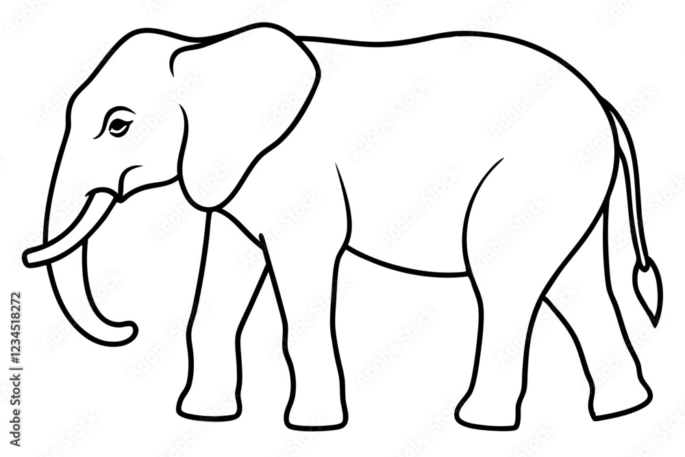 Elegant Elephant One-Line Drawing Vector Elegant Elephant One-Line Drawing Vector