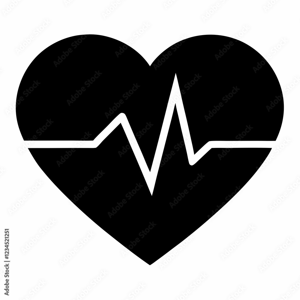 Elegant Heartbeat Silhouette in Black Vector Elegant Heartbeat Silhouette in Black Vector