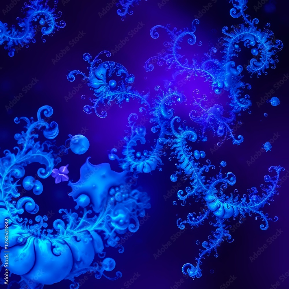Mesmerizing Blue Fractal Art - Intricate Swirls and Celestial Patterns Mesmerizing Blue Fractal Art - Intricate Swirls and Celestial Patterns
