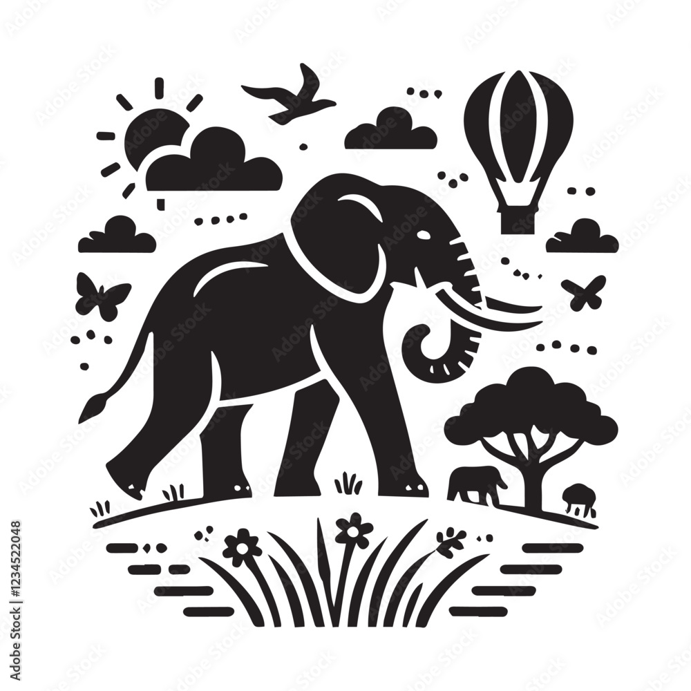 Fototapeta premium Elephant Head Silhouette vector