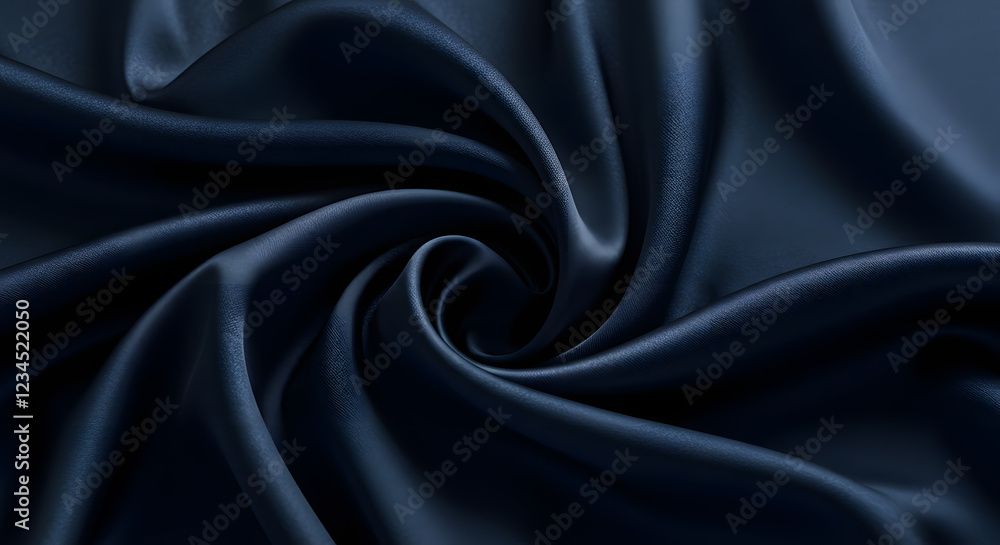 Obraz premium Elegant satin fabric texture in deep navy blue with soft folds and highlights