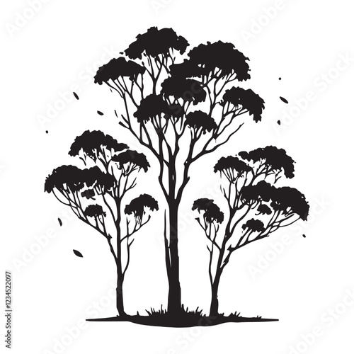 Eucalyptus Tree Silhouette - Simplistic Eucalyptus Tree Illustration - Eucalyptus Tree Vector - Eucalyptus Tree Illustration - Minimalist Eucalyptus Silhouette - Eucalyptus Vector - Eucalyptus Digital